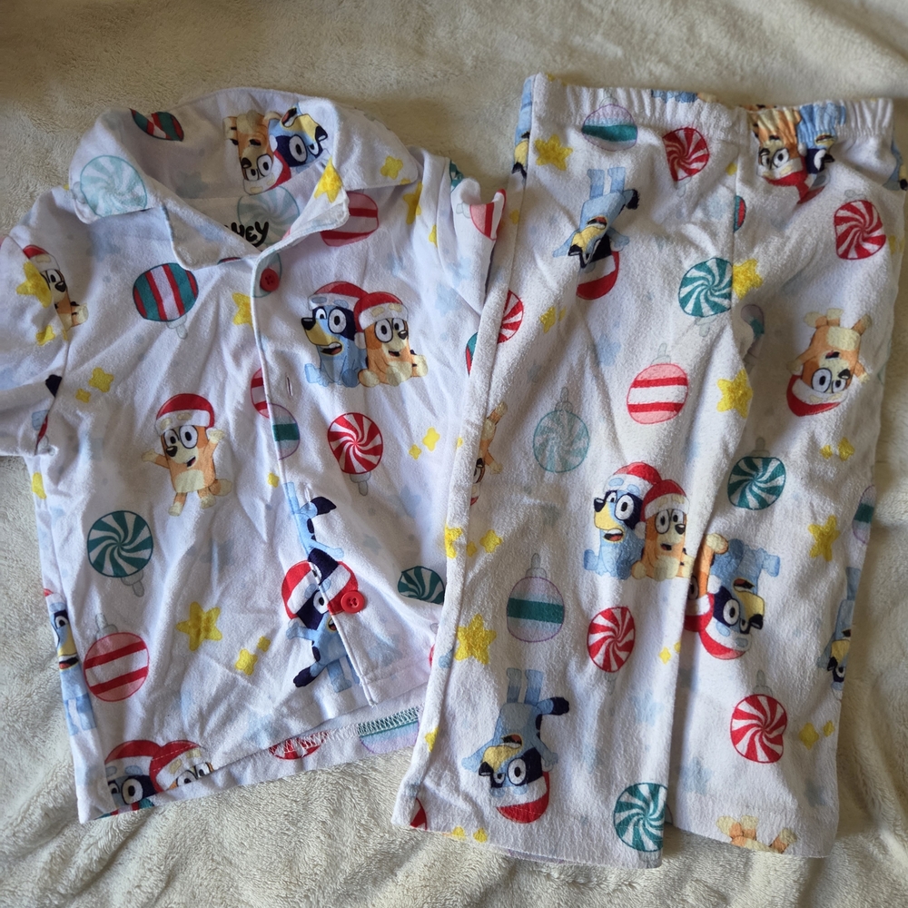 Lucy White Pajama Set with Cartoon Print